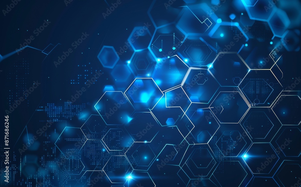 Poster future sci-fi hexagonal pattern design background