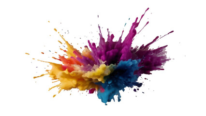 Bright colorful watercolor splash splatter stain brush strokes on white background. Modern vibrant aquarelle spot. Aquarelle explosion on white. Element. Vector watercolor illustration isolated design