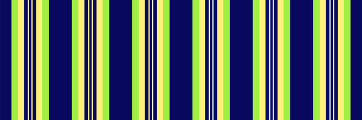 Up fabric background vertical, 70s lines pattern texture. Custom stripe vector seamless textile in blue and yellow colors.