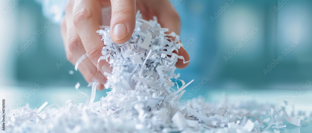 Poster automated document shredding technology for secure data destruction and document management.