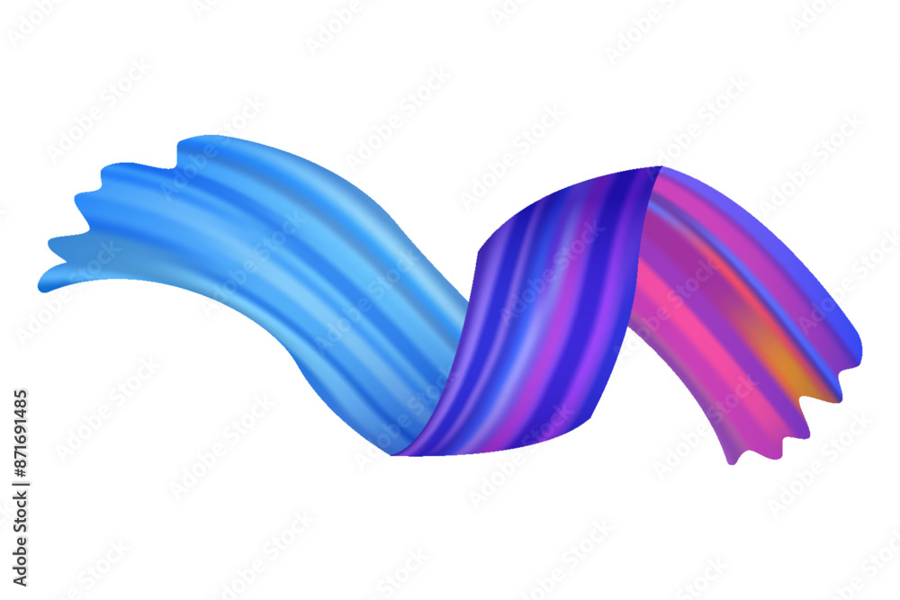 Poster brushstroke multicolor gradient texture. brush ribbon isolated on white. abstract colorful wave flow