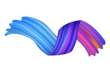 Brushstroke multicolor gradient texture. Brush ribbon isolated on white. Abstract colorful wave flow. Watercolor trace or abstract colorful smear vector cartoon illustration