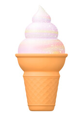 Vanilla ice cream png sticker, 3D rendering, transparent background