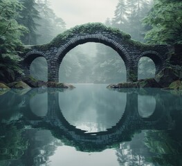 Fototapeta premium A jungle arch stone over the river. 