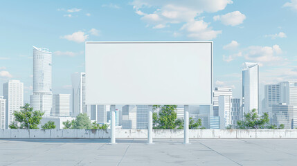Mockup of a blank billboard in urban setting for outdoor advertisement visuals.