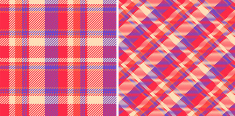 Texture pattern seamless of textile plaid vector with a background tartan fabric check. Set in sunset colors. Thanksgiving fashion for a cozy celebration.