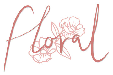 Pink floral handwriting transparent png