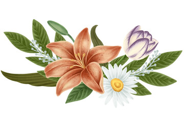 Fototapeta premium Vintage flower bouquet transparent png