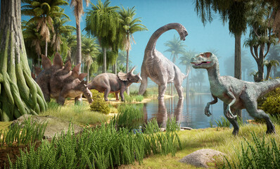 Prehistoric land with dinosaurs. © Orlando Florin Rosu
