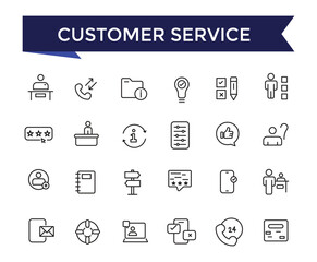 Customer Service icons Set with editable stroke collection for web and ui. Line icons pack. Vector illustration.
