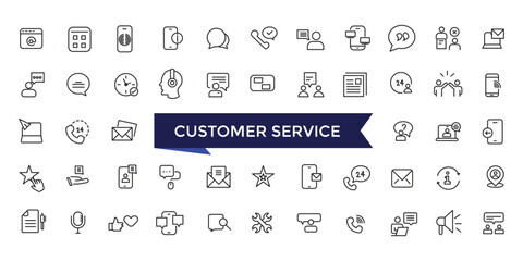 Customer Service icons Set with editable stroke collection for web and ui. Line icons pack. Vector illustration.