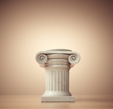 Roman column pedestal on simple background.