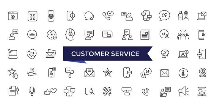 Customer Service icons Set with editable stroke collection for web and ui. Line icons pack. Vector illustration.