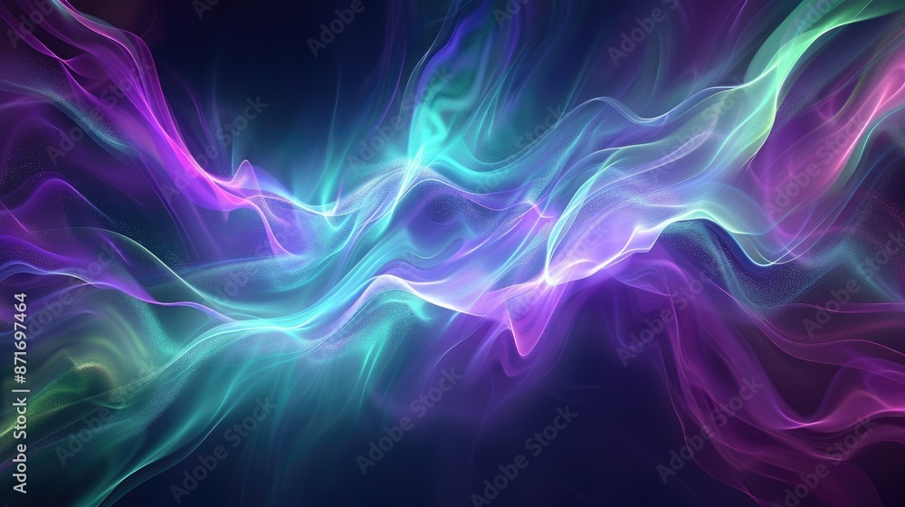 Poster vibrant abstract waves with neon colors creating a mesmerizing flowing effect in this artistic image