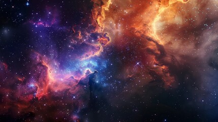 Fototapeta premium A colorful galaxy with a blue and orange cloud