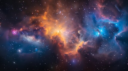 A colorful galaxy with a blue and orange cloud