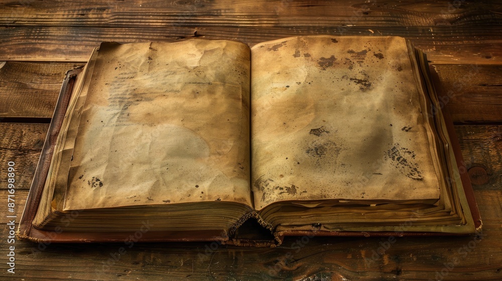 Poster old photo album with empty space and clipping path