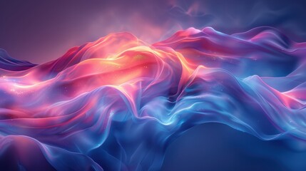 Fototapeta premium Vivid abstract background of fluid, colorful waves with pink, purple, and blue hues creating a dreamy and vibrant visual effect.