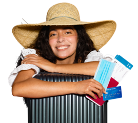 Mask tan line png on female traveler