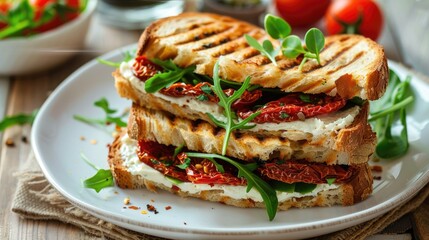 Tasty snack idea Sun dried tomato sandwich