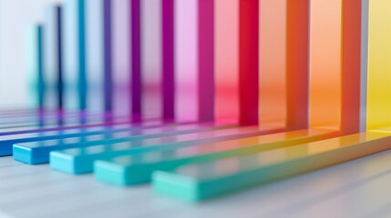 Bar charts with many colors going up and down for stock market investment or bright colorful banking charts 