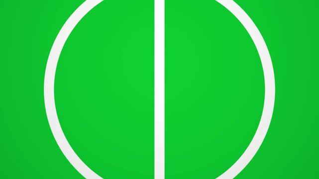Animated football soccer graphic: France and Portugal flags on green field with center circle. "VS" indicates upcoming match. Dynamic sports visualization for international football tournament.