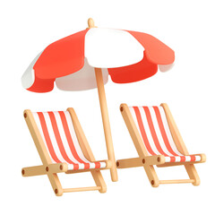 Beach chair png sticker, summer 3D cartoon transparent background