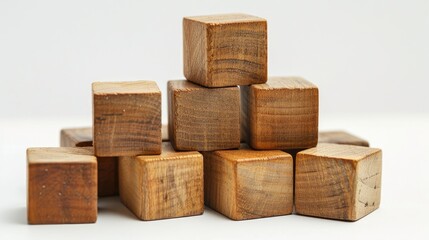 Wooden block stack with space on white backdrop