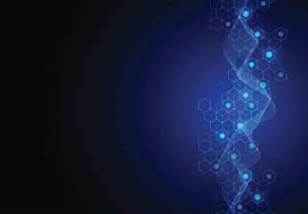 Abstract hexagonal molecular structures in technology background and science style. Medical design. Vector illustration