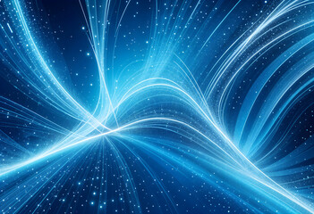 Azure Lines and Glittering Particles Abstract