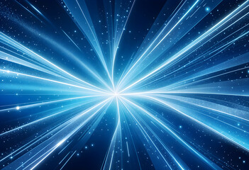 Radiant Azure Lines and Sparkling Particles Abstract