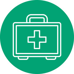 Fototapeta premium First aid kit line circle icon