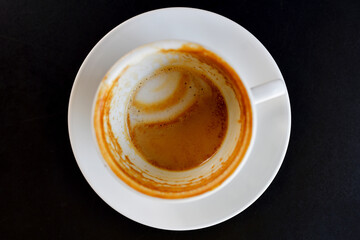 An empty coffee cup leaves behind coffee stains.