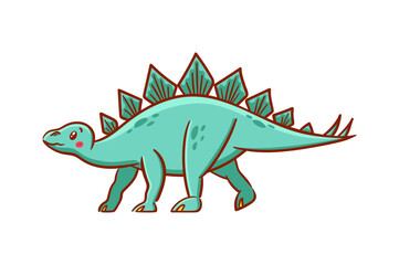 Cute stegosaurus in Asian kawaii style. Dinosaur, prehistoric lizard, mascot. Cartoon character Funny vector illustration for stickers, logo, mascot, isolated elements