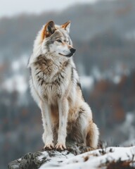 Obraz premium Beautiful photo of a wild wolf out in nature