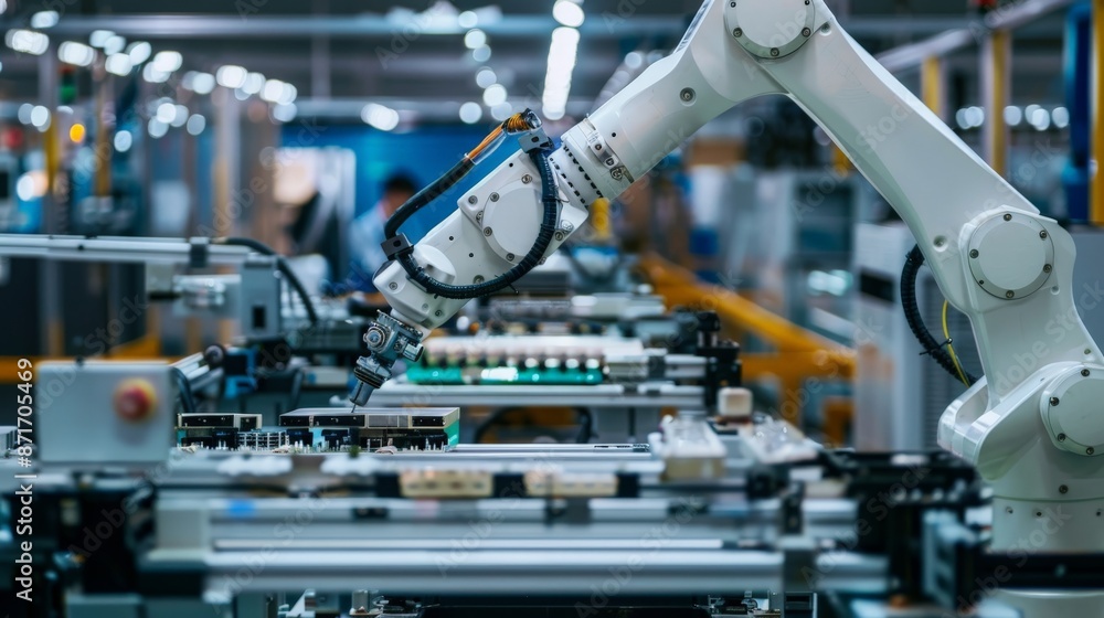 Poster automated production line with a robotic arm