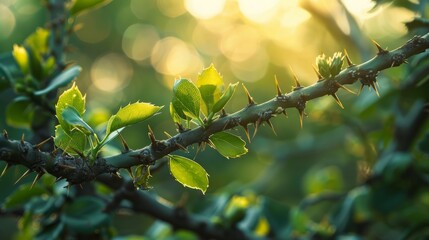 Thorny branch in tropical sunlight