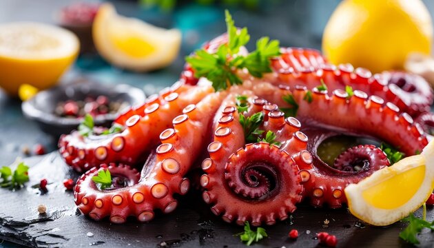 Frozen octopus, tender and flavorful