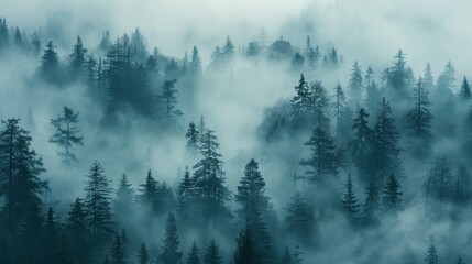 Obraz premium Misty forest landscape