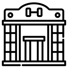 gym. vector single icon with a dashed line style. suitable for any purpose. for example: website design, mobile app design, logo, etc.