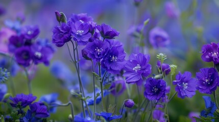 Obraz premium Summer garden blooms with lovely violet field flowers