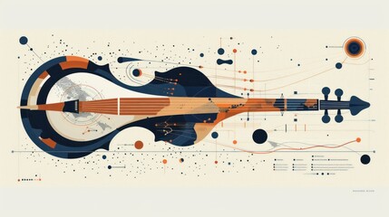 Abstract Violin Illustration with Geometric Patterns