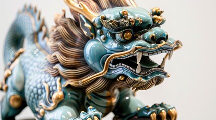 Fototapeta premium Mythical creature in Chinese and East Asian cultures for Feng shui protection on white background