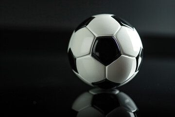 Soccer ball on black background. Empty space to add text or logo. Generative Ai