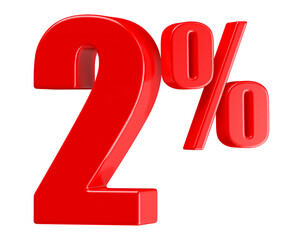 2 Percent Off Sale Red Number 3D