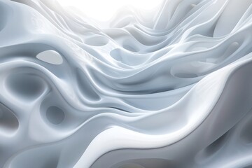 Obraz premium The image is a white and blue abstract painting of a wave