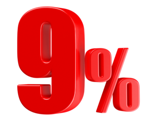 9 Percent Off Sale Red Number 3D