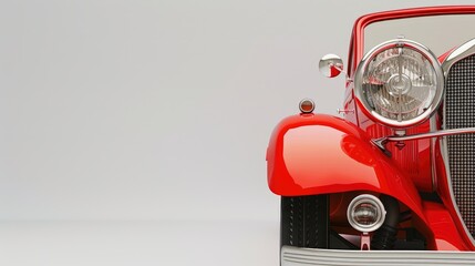 Vintage car headlight on white background with copy space