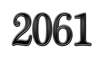 black metal 3d design of number 2061 on white background.