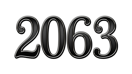 black metal 3d design of number 2063 on white background.
